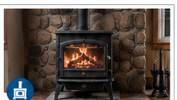 Wood stove with an active fire
